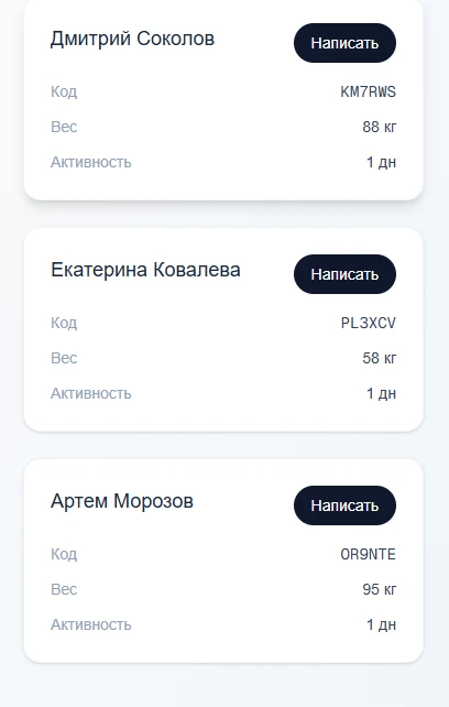 Консоль тренера в Telegram Mini App